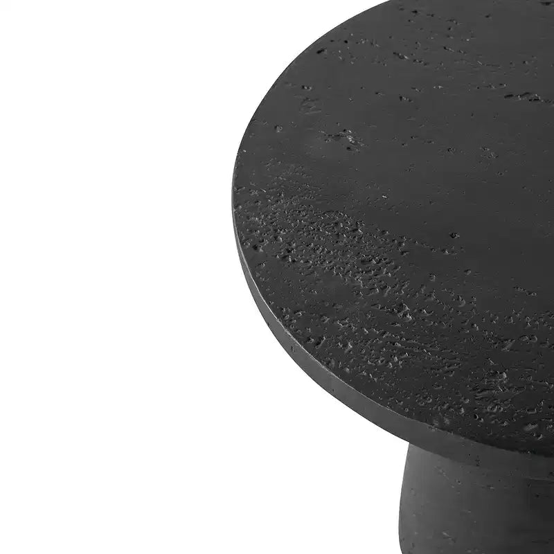 Tavolino Rotondo Nero con Base a Piedistallo 22x22x25,5