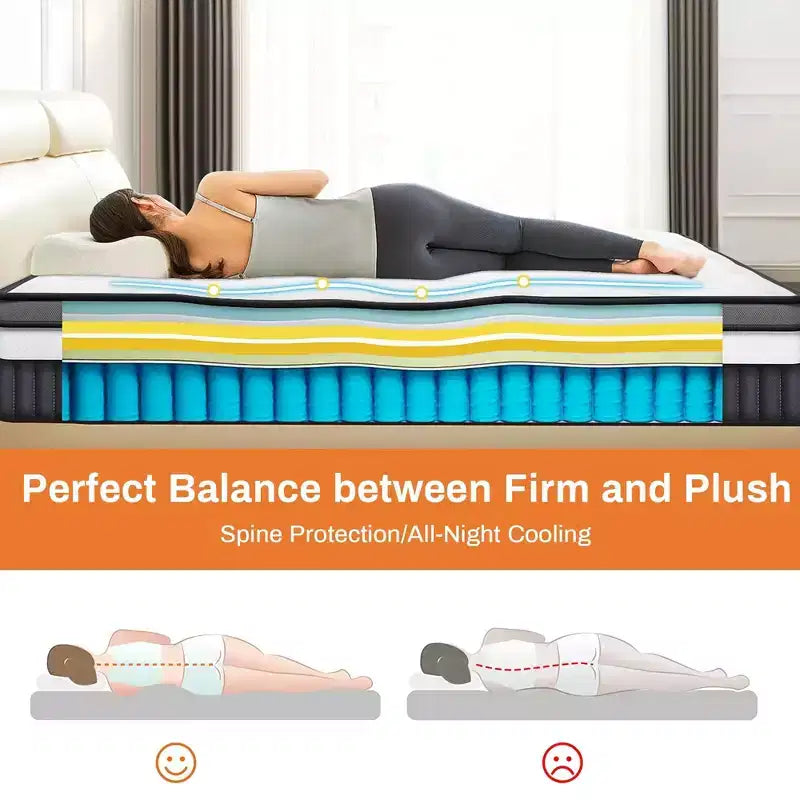 Materasso King in scatola, 14 pollici Gel rinfrescante Memory Foam King Size, Rigidità Media per Sollievo dalla Pressione e Sonno più Fresco, CertiPUR-US