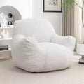 Okak Easy Clean Bean Bag Chair,Water-Resistant Teddy Lounger Beanbag Chair with Tufted Memory Foam,Thick Back & Armrests,White