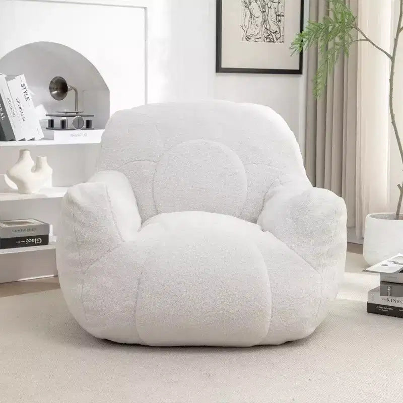 Sedia a sacco Okak Easy Clean, sedia a sacco Teddy Lounger resistente all'acqua con memory foam trapuntato, schienale e braccioli spessi, bianca