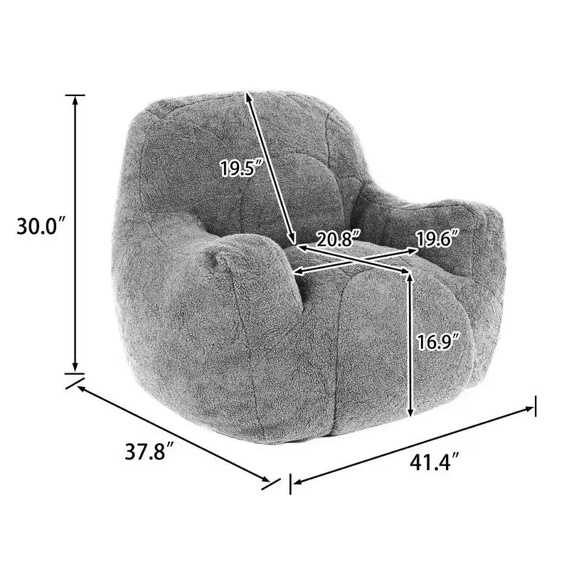 Sedia a sacco Okak Easy Clean, sedia a sacco Teddy Lounger resistente all'acqua con memory foam trapuntato, schienale e braccioli spessi, bianca