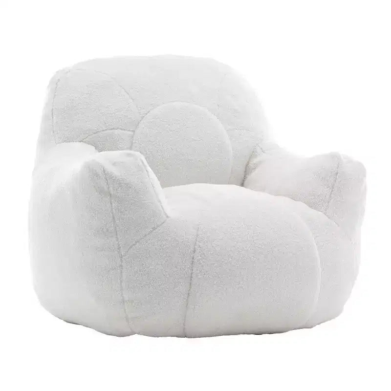 Sedia a sacco Okak Easy Clean, sedia a sacco Teddy Lounger resistente all'acqua con memory foam trapuntato, schienale e braccioli spessi, bianca