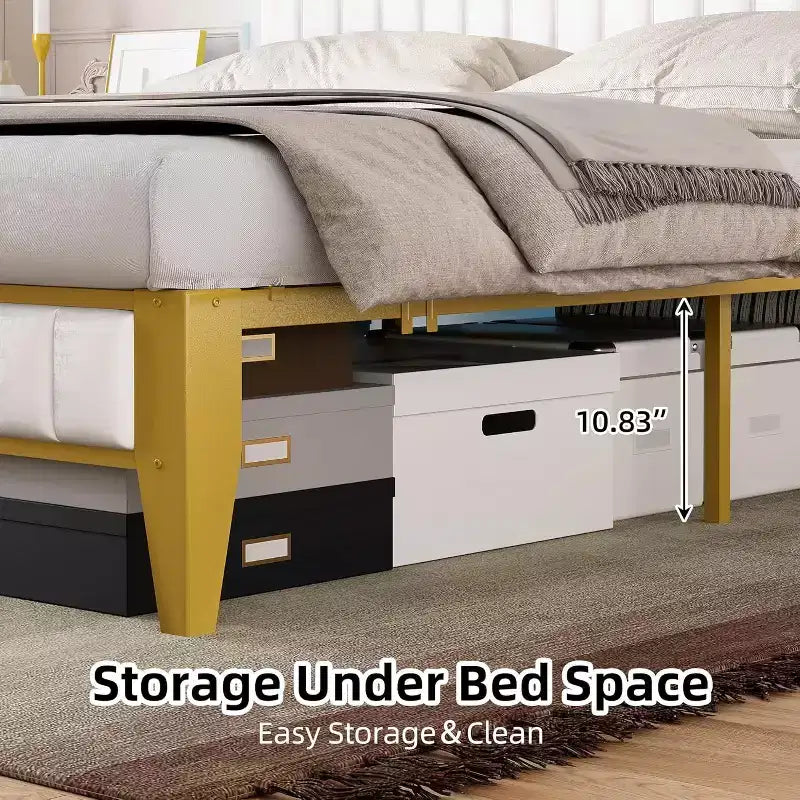 Struttura letto matrimoniale Queen, Struttura letto a piattaforma imbottita a LED con stazione di ricarica, testiera contenitore, supporto a doghe in metallo robusto, senza rumore (nero)