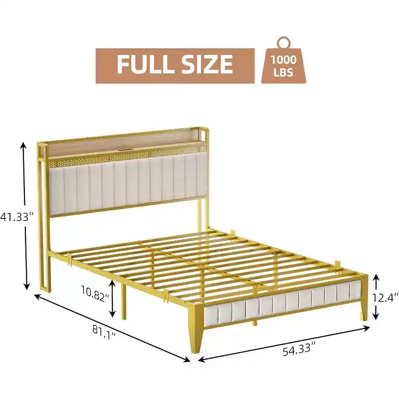 Struttura letto matrimoniale Queen, Struttura letto a piattaforma imbottita a LED con stazione di ricarica, testiera contenitore, supporto a doghe in metallo robusto, senza rumore (nero)