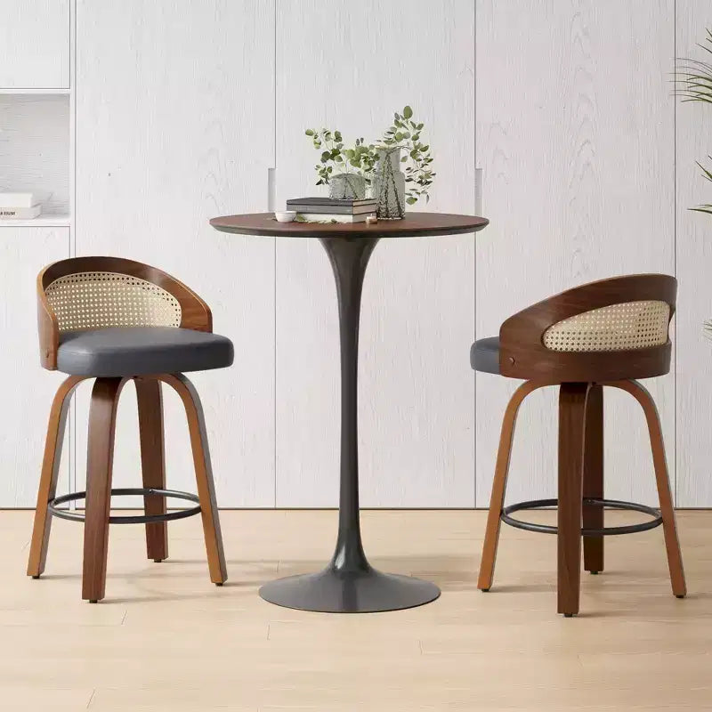 Okak Set Moderno di 2 Sgabelli da Bar Imbottiti in Pelle PU con Poggiapiedi e Base Robusta, Sedie Girevoli Imbottite Altezza Bancone