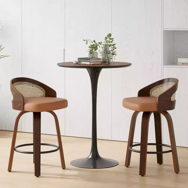 Okak Set Moderno di 2 Sgabelli da Bar Imbottiti in Pelle PU con Poggiapiedi e Base Robusta, Sedie Girevoli Imbottite Altezza Bancone