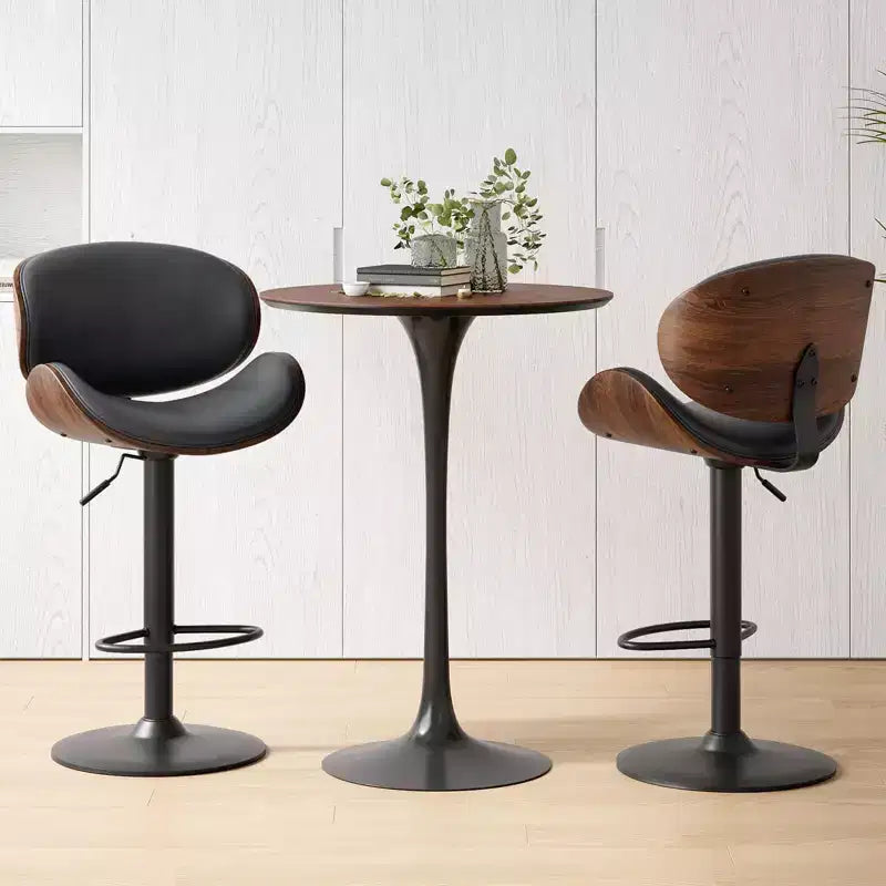 Okak Set Moderno di 2 Sgabelli da Bar Imbottiti in Pelle PU con Poggiapiedi e Base Robusta, Sedie Girevoli Imbottite Altezza Bancone