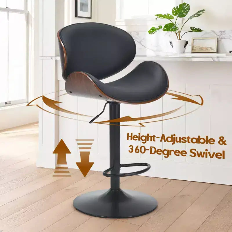 Okak Set Moderno di 2 Sgabelli da Bar Imbottiti in Pelle PU con Poggiapiedi e Base Robusta, Sedie Girevoli Imbottite Altezza Bancone