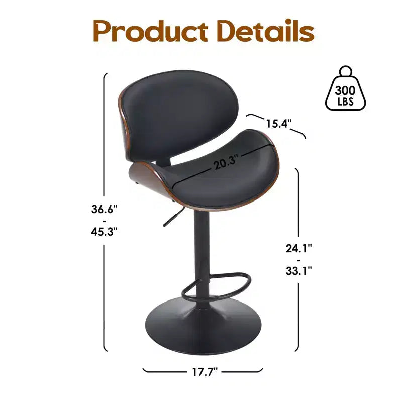 Okak Set Moderno di 2 Sgabelli da Bar Imbottiti in Pelle PU con Poggiapiedi e Base Robusta, Sedie Girevoli Imbottite Altezza Bancone