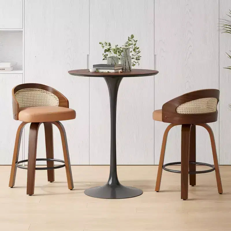 Okak Set Moderno di 2 Sgabelli da Bar Imbottiti in Pelle PU con Poggiapiedi e Base Robusta, Sedie Girevoli Imbottite Altezza Bancone