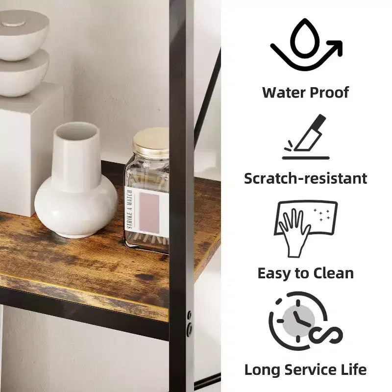 Celebalcony Scaffale angolare a 5 ripiani, libreria a L, grande libreria a etagere, ripiano angolare con struttura in metallo per soggiorno