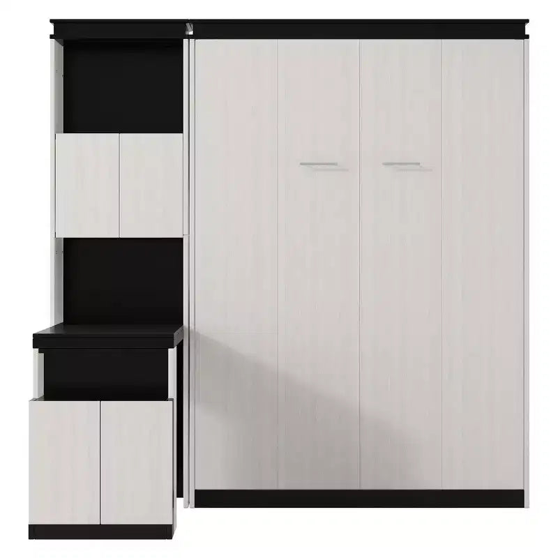 Letto a scomparsa full-size Clihome con scrivania, mensole e armadietti