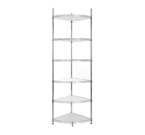 Scaffale ad Angolo Regolabile a 6 Ripiani, Carico Pesante (Ferro + Plastica) - Cromato
