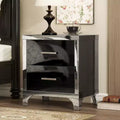 Whisen Elegant High Gloss Nightstand, Mirrored Bedside Table with Metal Handle and 2 Drawers
