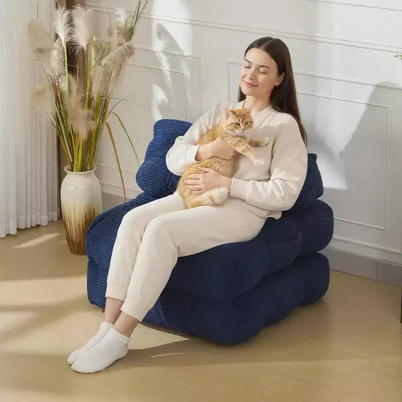 Divano Letto Pieghevole Confezione da 2, Poltrona Letto Singola Convertibile con Cuscino Schienale Ergonomico, Divano Lounge da Terra per Soggiorno, Camera da Letto