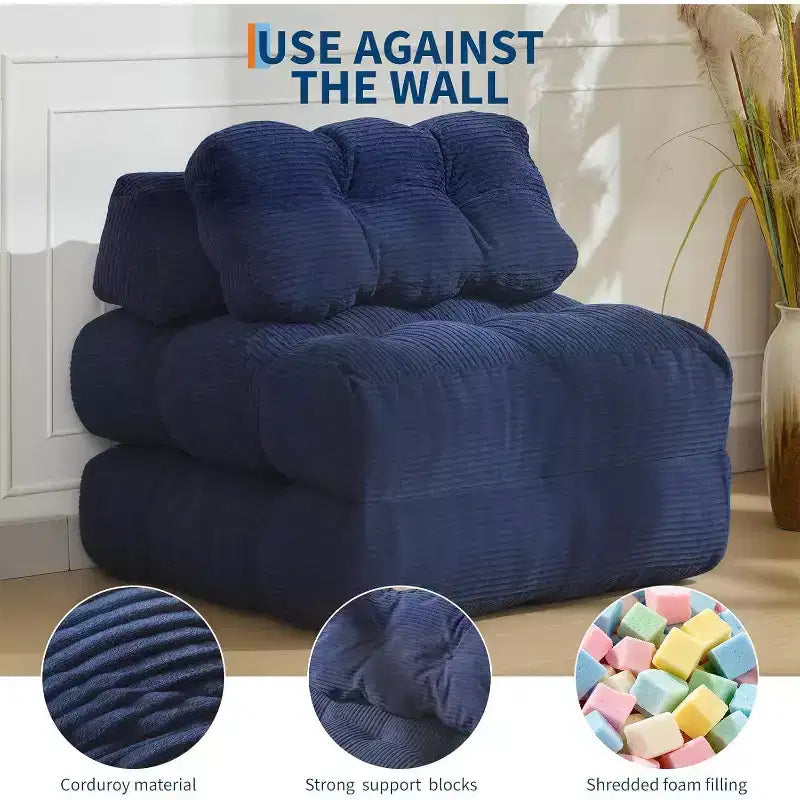 Divano Letto Pieghevole Confezione da 2, Poltrona Letto Singola Convertibile con Cuscino Schienale Ergonomico, Divano Lounge da Terra per Soggiorno, Camera da Letto