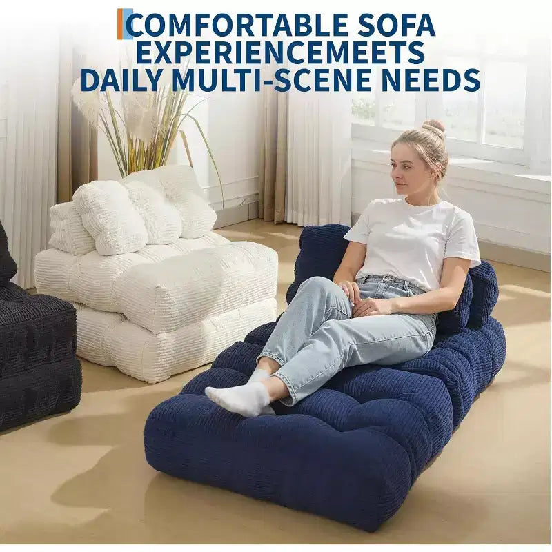 Divano Letto Pieghevole Confezione da 2, Poltrona Letto Singola Convertibile con Cuscino Schienale Ergonomico, Divano Lounge da Terra per Soggiorno, Camera da Letto