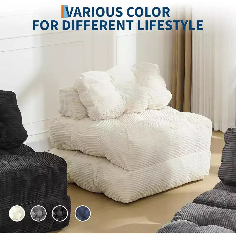 Divano Letto Pieghevole Confezione da 2, Poltrona Letto Singola Convertibile con Cuscino Schienale Ergonomico, Divano Lounge da Terra per Soggiorno, Camera da Letto