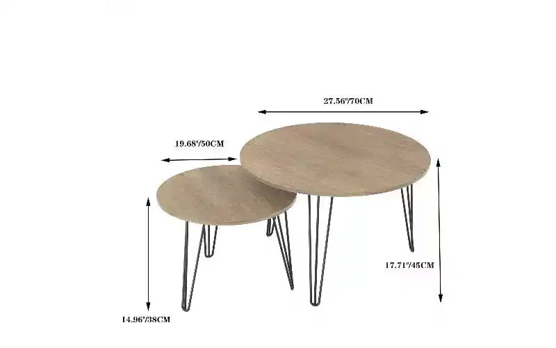 TUYOHW Set di 2 Tavolini da Caffè Rotondi Componibili, Tavolino Centrale con Piano Effetto Marmo e Struttura in Metallo per Soggiorno, Set di Tavolini d'Appoggio Rotondi Componibili