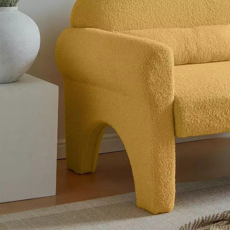 Divano Moderno a Due Posti in Tessuto Teddy, Robusto Telaio in Legno, Divano Imbottito a 2 Posti con Schienale per Soggiorno, Appartamento o Ufficio
