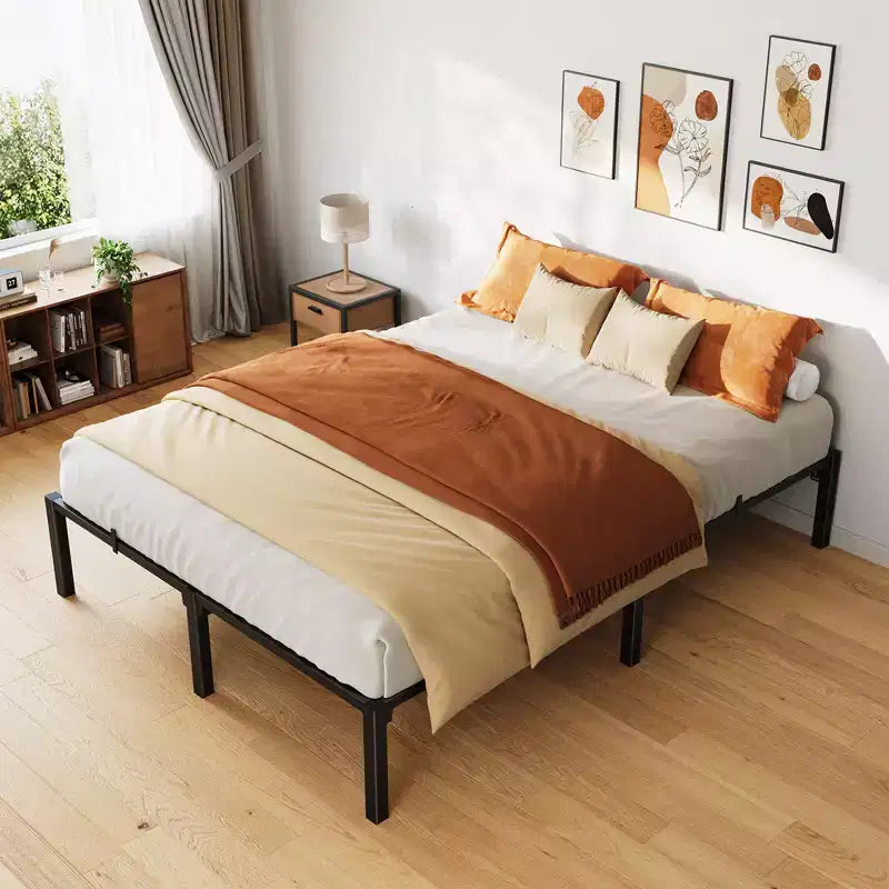 Telaio per letto in metallo resistente da 6 pollici Piattaforma a basso profilo con supporto in acciaio silenzioso, nessun bisogno di rete, facile assemblaggio senza attrezzi