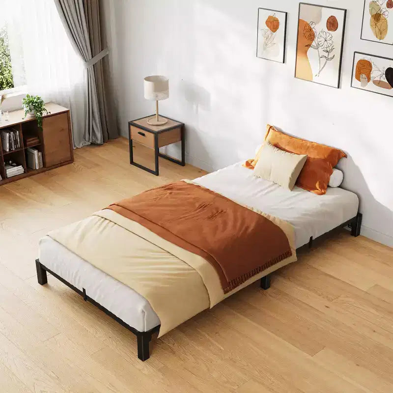 Telaio per letto in metallo resistente da 6 pollici Piattaforma a basso profilo con supporto in acciaio silenzioso, nessun bisogno di rete, facile assemblaggio senza attrezzi