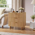 COZONY Natural 3 Drawer Dresser, Fluted Modern Nightstand with Deep Drawers & Wide Top