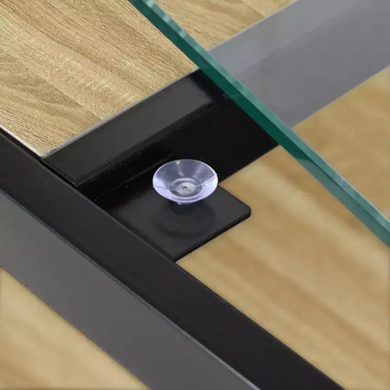 Tavolino da caffè moderno industriale Zeus & Ruta con piano in vetro temperato e legno MDF per soggiorno e camera da letto