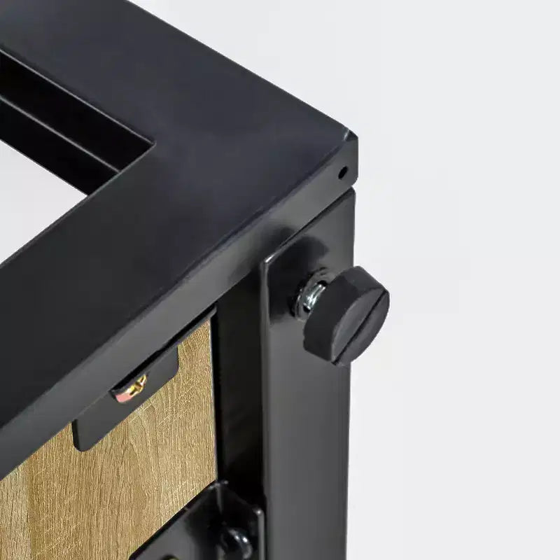 Tavolino da caffè moderno industriale Zeus & Ruta con piano in vetro temperato e legno MDF per soggiorno e camera da letto