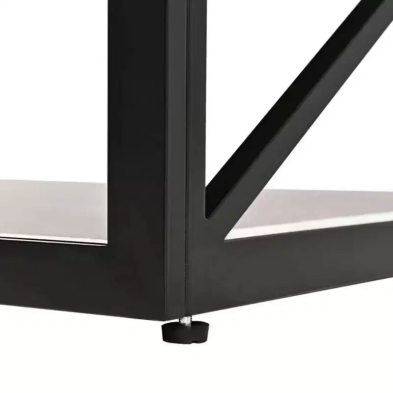 Tavolino da caffè moderno industriale Zeus & Ruta con piano in vetro temperato e legno MDF per soggiorno e camera da letto