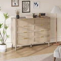 COZONY 8-Drawer Rattan Dresser w/ Gold Handles Farmhouse Wooden Chest of Drawers for Bedroom, Living Room, Entryway & Hallway