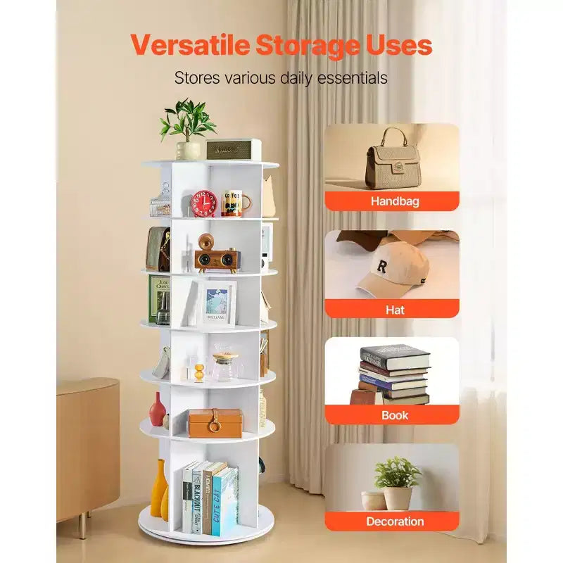 Scarpiera a torre girevole a 360 gradi a 6 ripiani, organizer rotante per scarpe Lazy Susan per camera da letto, ingresso e armadio, bianca