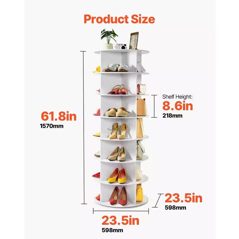 Scarpiera a torre girevole a 360 gradi a 6 ripiani, organizer rotante per scarpe Lazy Susan per camera da letto, ingresso e armadio, bianca
