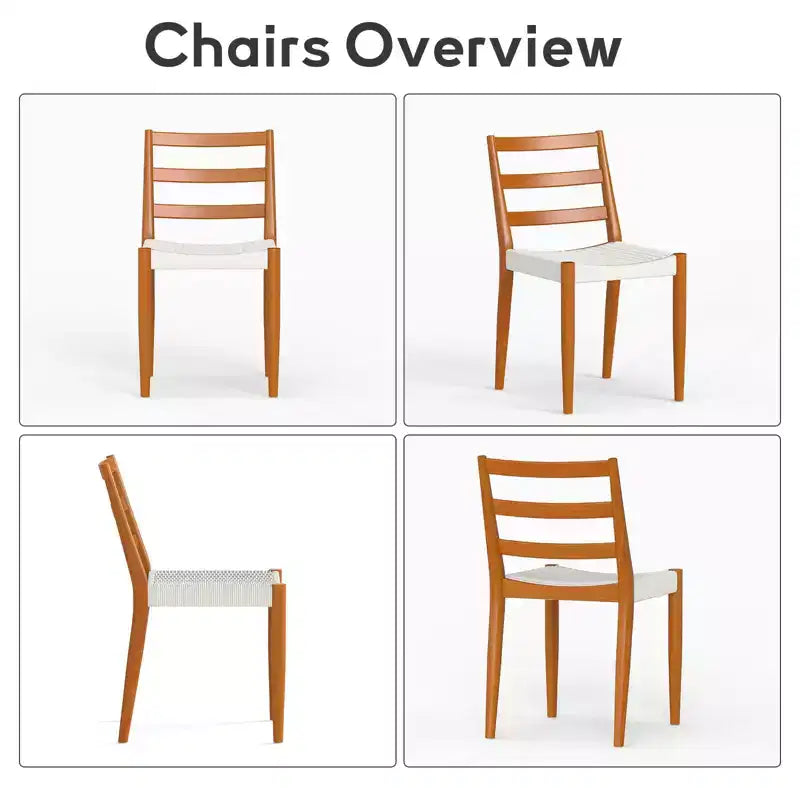 Sedie da Pranzo Bestier con Schienale Curvo in Legno, Seduta in Corda Intrecciata e Gambe Coniche in Legno Massello, set da 2