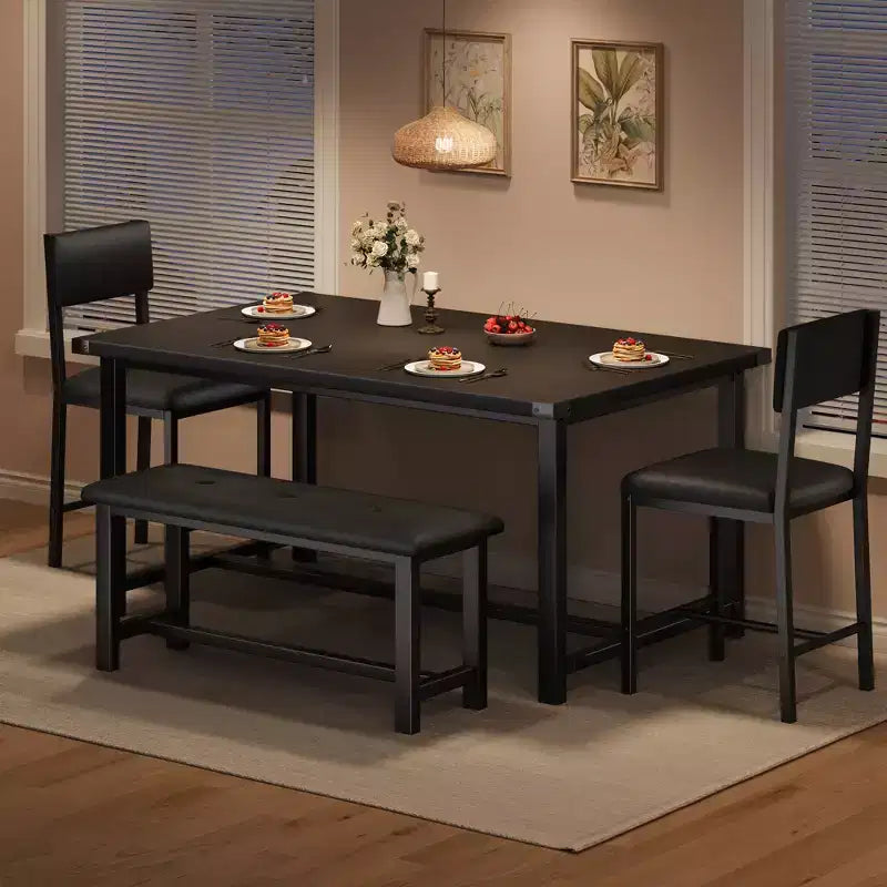 Set da pranzo moderno 5 pezzi per 4 persone - Panchina imbottita e 2 sedie imbottite - Tavolo da cucina rettangolare 44,5 pollici, compatto, ideale per appartamenti e monolocali