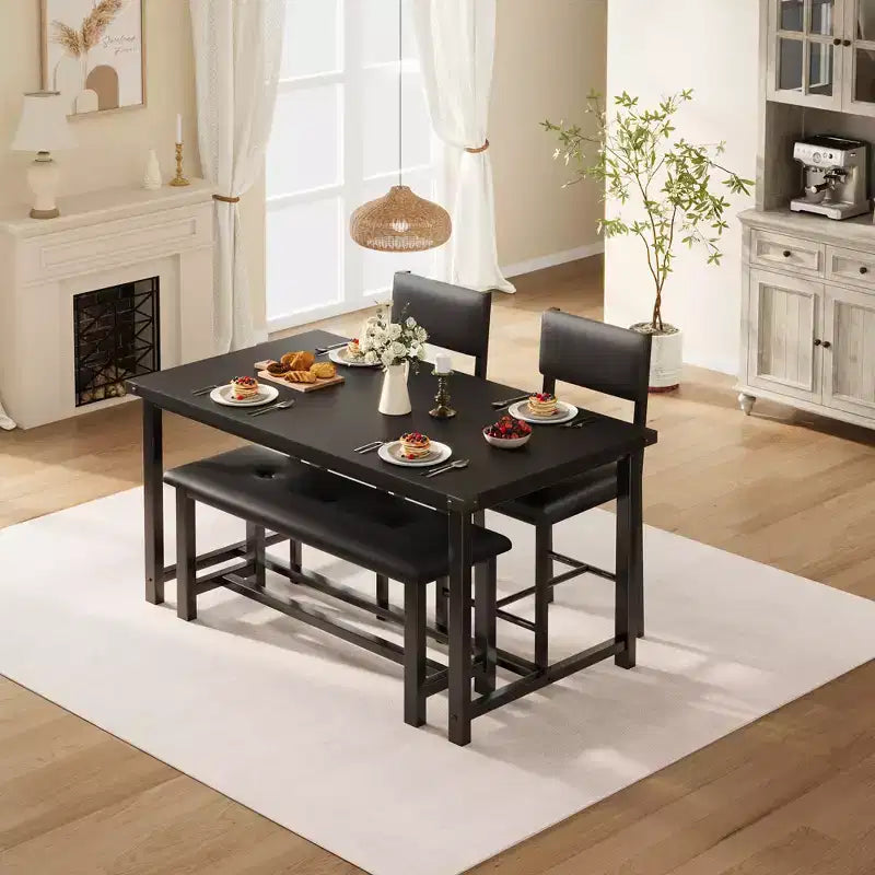 Set da pranzo moderno 5 pezzi per 4 persone - Panchina imbottita e 2 sedie imbottite - Tavolo da cucina rettangolare 44,5 pollici, compatto, ideale per appartamenti e monolocali