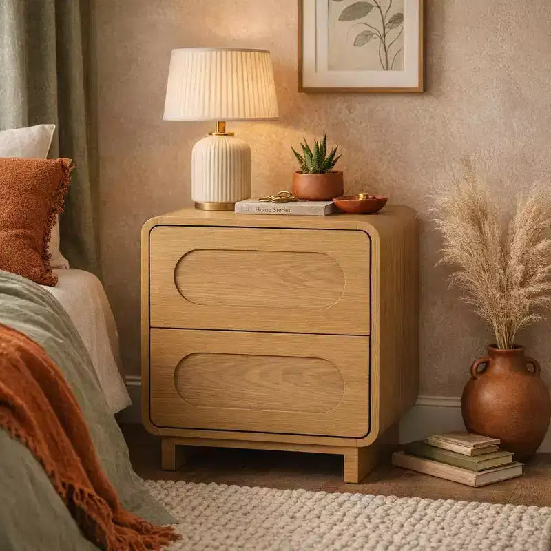 Teamson Home Tenley Comodino Moderno in Legno a 2 Cassetti con Apertura a Pressione
