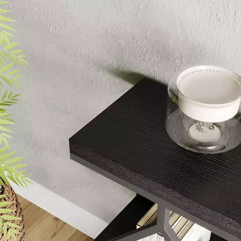 COZONY Consolle da Ingresso Stretta 39 con 3 Ripiani Aperti, Tavolo da Divano Industriale con Struttura in Metallo a Diamante per Corridoio e Ingresso