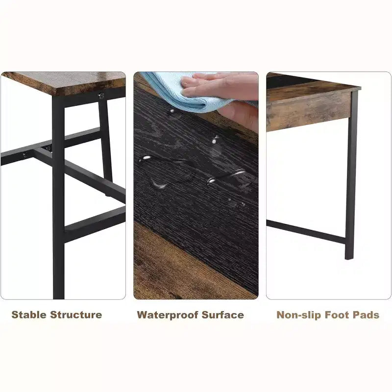 Set da pranzo di 4 pezzi per 4 persone, set da tavolo da cucina rettangolare con 2 sedie e 1 panca, cassetti a doppio lato per sala da pranzo, cucina, cortile