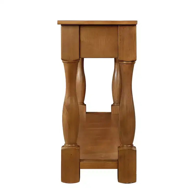 Tavolo Consolle in Legno da 63 Pollici, Tavolo da Divano da Corridoio con Struttura in Legno Massello e 3 Cassetti per Ingresso Salotto
