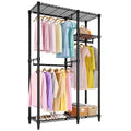 Heavy Duty Clothes Rack 705LBS Portable Closet Organizer with Adjustable Shelves & Hanging Rod, Black