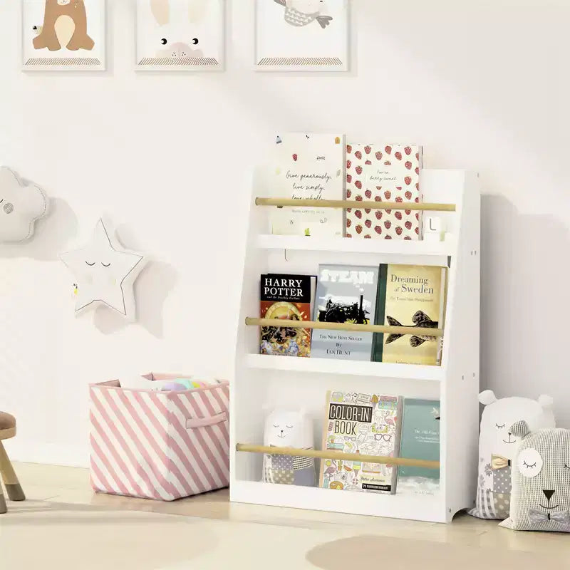 Libreria per bambini a 3 ripiani, porta-libri per bambini, organizer per sala giochi, cameretta, scuola materna