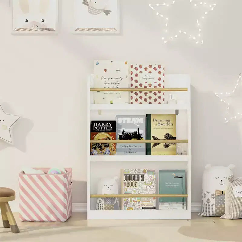 Libreria per bambini a 3 ripiani, porta-libri per bambini, organizer per sala giochi, cameretta, scuola materna