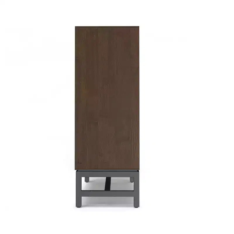 Mobile contenitore ingresso industriale moderno Devlin in LEGNO DURO MASSICCIO largo 91 cm