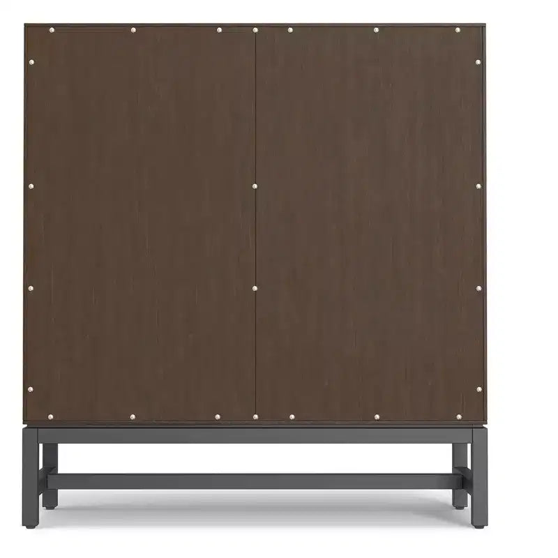 Mobile contenitore ingresso industriale moderno Devlin in LEGNO DURO MASSICCIO largo 91 cm