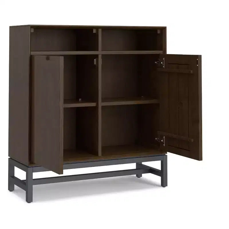 Mobile contenitore ingresso industriale moderno Devlin in LEGNO DURO MASSICCIO largo 91 cm