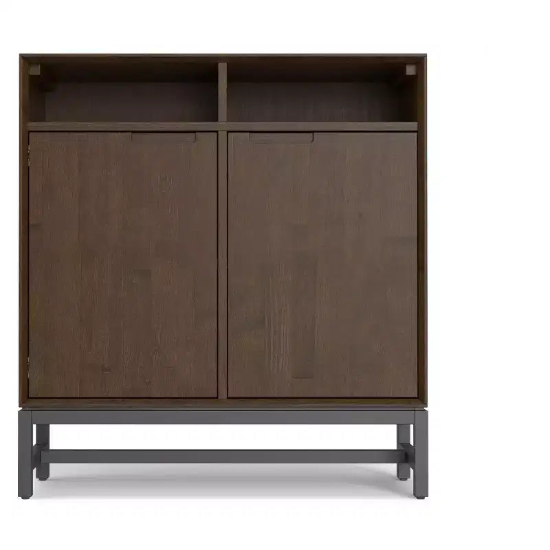 Mobile contenitore ingresso industriale moderno Devlin in LEGNO DURO MASSICCIO largo 91 cm