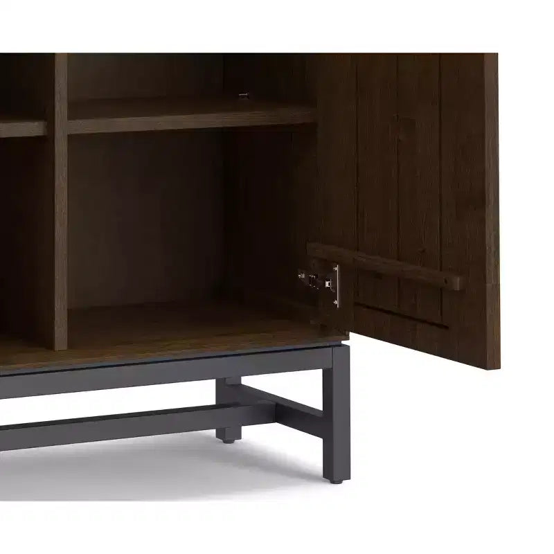 Mobile contenitore ingresso industriale moderno Devlin in LEGNO DURO MASSICCIO largo 91 cm