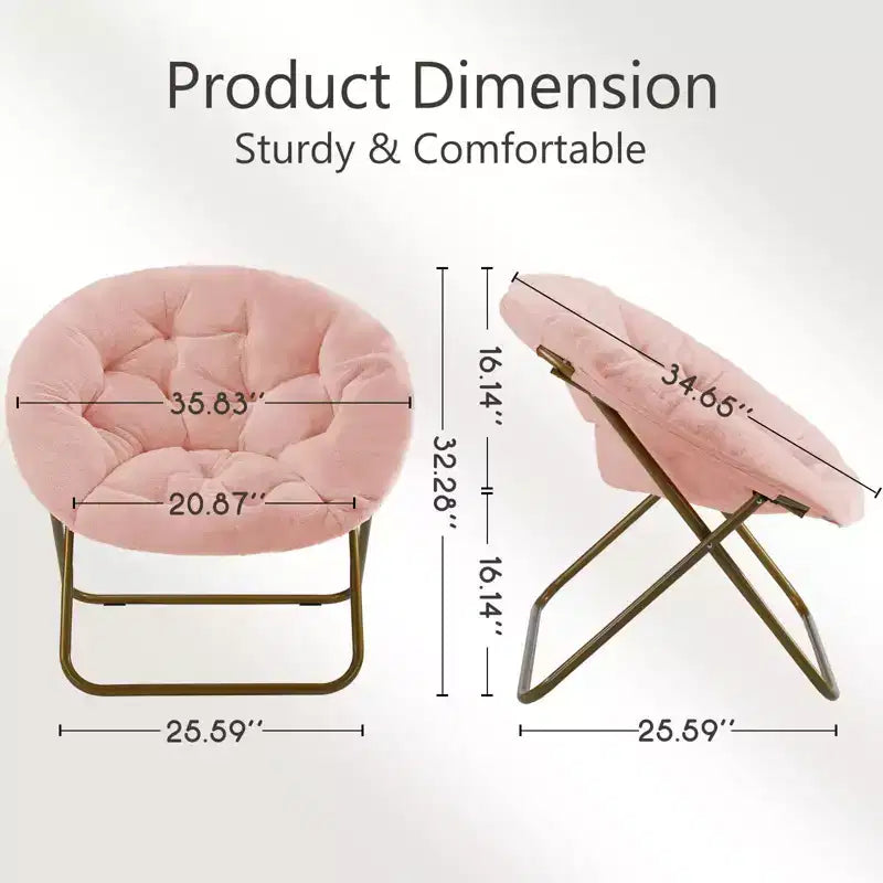 Poltrona moderna comoda in finta pelliccia Okak con struttura in metallo, poltrona a uovo dal design pieghevole, poltrona con braccioli per soggiorno, camera da letto, ufficio