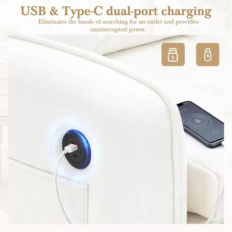 GDFStudio Baird Divano-Letto Convertibile Moderno in Ciniglia a 3 Funzioni con Letto Singolo Estraibile, Porte di Ricarica USB e Tasche Portaoggetti, 80"
